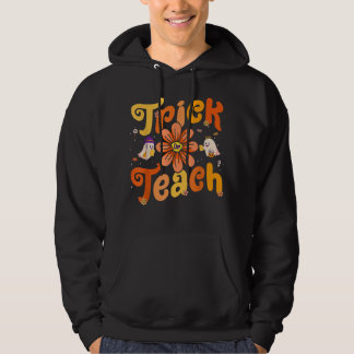 Groovy Halloween Trick of Teach Retro Floral Ghost Hoodie