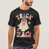 Groovy Halloween Trick of Teach Retro Floral Ghost T-shirt (Voorkant)
