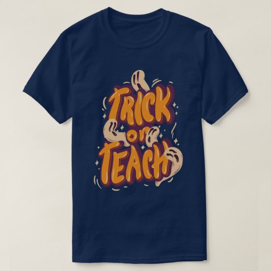 Groovy Halloween Trick of Teach Retro Floral Ghost T-shirt (Design voorkant)