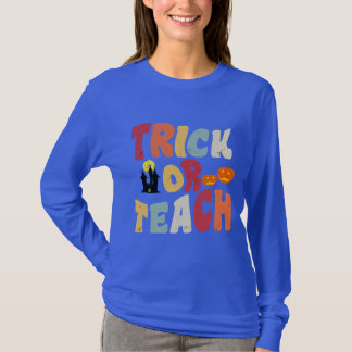 Groovy Halloween Trick of Teach Retro Ghost T-shirt