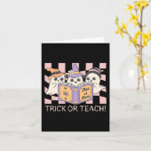 Groovy Halloween Trick of Teach Retro Ghost Teache Kaart (Gele Bloem)
