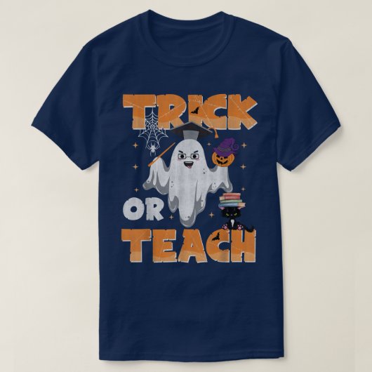 Groovy Halloween Trick of Teach Spooky Teacher T-shirt (Design voorkant)