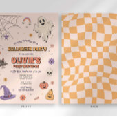 Groovy Halloween verjaardagsuitnodiging Kaart