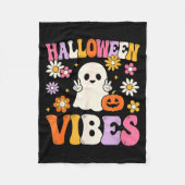 Groovy Halloween Vibes Costume Ghost Pumpkin Fleece Deken (Voorkant)