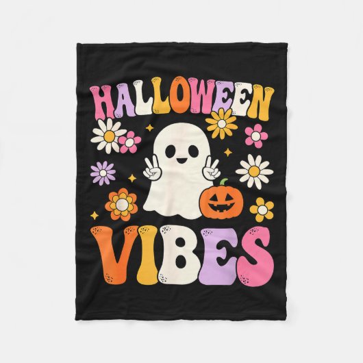 Groovy Halloween Vibes Costume Ghost Pumpkin  Fleece Deken (Voorkant)
