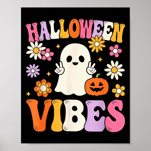 Groovy Halloween Vibes Costume Ghost Pumpkin  Poster (Voorkant)
