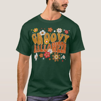 Groovy Halloween Vintage Floral Cute Halloween  T-shirt