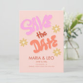Groovy handgeschreven lettering save the date kaart (Staand voorkant)