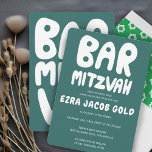 Groovy Handlettering Custom Bar Bnai Mitzvah Green Kaart<br><div class="desc">Perfecte kaart om een bar mitswa aan te kondigen! Hand gemaakte kunst voor u met handlettering aan de voor- en achterkant! VOLLEDIG ! Klik op "Personaliseren" hierboven om de tekst te bewerken. Klik op "bewerken met ontwerpgereedschap" om de lettertypen, kleuren en plaatsingen aan te passen en om het ontwerp aan...</div>