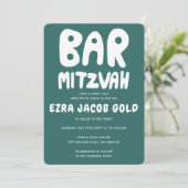 Groovy Handlettering Custom Bar Bnai Mitzvah Green Kaart (Staand voorkant)