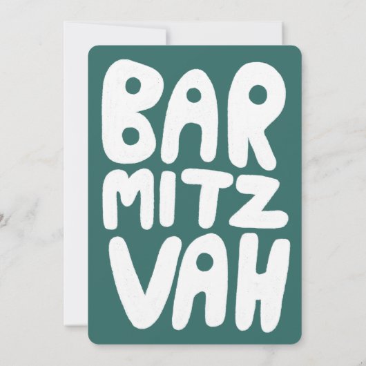 Groovy Handlettering Custom Bar Bnai Mitzvah Green Kaart (Achterkant)
