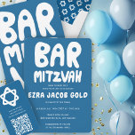 Groovy Handlettering Custom Bar Mitzvah Blauw Kaart<br><div class="desc">Perfecte kaart om een bar mitswa aan te kondigen! Hand gemaakte kunst voor u met handlettering aan de voor- en achterkant! VOLLEDIG ! Klik op "Personaliseren" hierboven om de tekst te bewerken. Klik op "bewerken met ontwerpgereedschap" om de lettertypen, kleuren en plaatsingen aan te passen en om het ontwerp aan...</div>