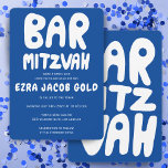 Groovy Handlettering Custom Bar Mitzvah Blauw Wit Kaart<br><div class="desc">Perfecte kaart om een bar mitswa aan te kondigen! Hand gemaakte kunst voor u met handlettering aan de voor- en achterkant! VOLLEDIG ! Klik op "Personaliseren" hierboven om de tekst te bewerken. Klik op "bewerken met ontwerpgereedschap" om de lettertypen, kleuren en plaatsingen aan te passen en om het ontwerp aan...</div>