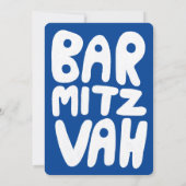 Groovy Handlettering Custom Bar Mitzvah Blauw Wit Kaart (Achterkant)
