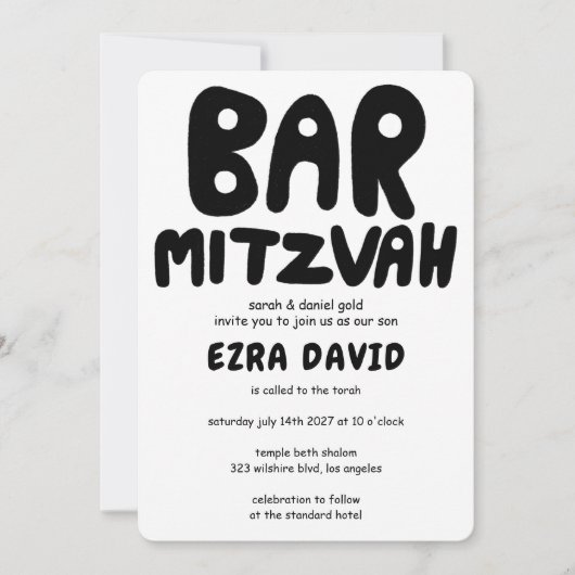 Groovy Handlettering Custom BAR Mitzvah Bold Stars Kaart (Voorkant)