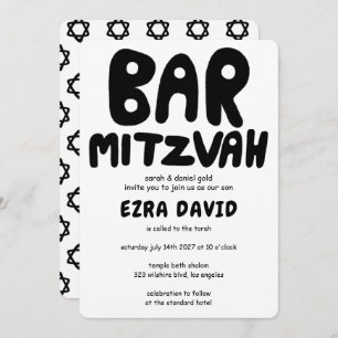 Groovy Handlettering Custom BAR Mitzvah Bold Stars Kaart