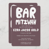Groovy Handlettering Custom Bar Mitzvah Bourgogne Kaart (Voorkant / Achterkant)