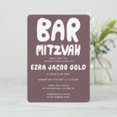 Groovy Handlettering Custom Bar Mitzvah Bourgogne Kaart (Staand voorkant)