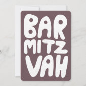 Groovy Handlettering Custom Bar Mitzvah Bourgogne Kaart (Achterkant)