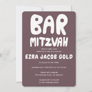 Groovy Handlettering Custom Bar Mitzvah Bourgogne Kaart