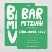 Groovy Handlettering Custom Bar Mitzvah Green Kaart (Voorkant / Achterkant)