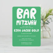 Groovy Handlettering Custom Bar Mitzvah Green Kaart (Staand voorkant)