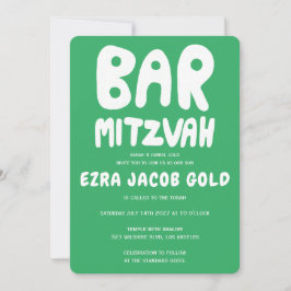 Groovy Handlettering Custom Bar Mitzvah Green Kaart