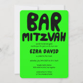 Groovy Handlettering Custom BAR Mitzvah Neon Stars Kaart (Voorkant)