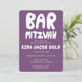 Groovy Handlettering Custom Bar Mitzvah Paarse Kaart (Staand voorkant)