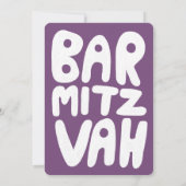 Groovy Handlettering Custom Bar Mitzvah Paarse Kaart (Achterkant)