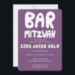 Groovy Handlettering Custom Bar Mitzvah Paarse Kaart<br><div class="desc">Perfecte kaart om een bar mitswa aan te kondigen! Hand gemaakte kunst voor u met handlettering aan de voor- en achterkant! VOLLEDIG ! Klik op "Personaliseren" hierboven om de tekst te bewerken. Klik op "bewerken met ontwerpgereedschap" om de lettertypen, kleuren en plaatsingen aan te passen en om het ontwerp aan...</div>