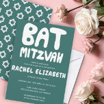 Groovy Handlettering Custom Bat Mitzvah Blauwgroen Kaart<br><div class="desc">Perfecte kaart om een vleermuis mitswa aan te kondigen! Hand gemaakte kunst voor u met handlettering aan de voorkant en een patroon aan de achterkant! VOLLEDIG ! Klik op "Personaliseren" hierboven om de tekst te bewerken. Klik op "bewerken met ontwerpgereedschap" om de lettertypen, kleuren en plaatsingen aan te passen en...</div>