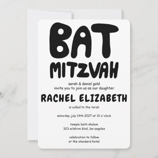 Groovy Handlettering Custom Bat Mitzvah Bold Stars Kaart (Voorkant)