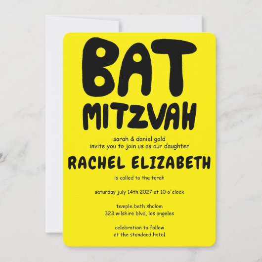 Groovy Handlettering Custom Bat Mitzvah Bold Stars Kaart (Voorkant)