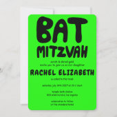 Groovy Handlettering Custom Bat Mitzvah Neon Stars Kaart (Voorkant)