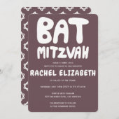 Groovy Handlettering Custom Bat Mitzvah Paarse Kaart (Voorkant / Achterkant)