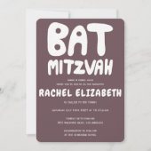 Groovy Handlettering Custom Bat Mitzvah Paarse Kaart (Voorkant)