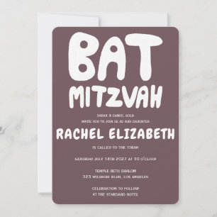 Groovy Handlettering Custom Bat Mitzvah Paarse Kaart