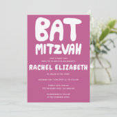 Groovy Handlettering Custom Bat Mitzvah Pink Kaart (Staand voorkant)