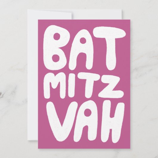 Groovy Handlettering Custom Bat Mitzvah Pink Kaart (Achterkant)
