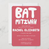 Groovy Handlettering Custom Bat Mitzvah Pink Stars Kaart (Voorkant)