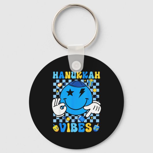 Groovy Hanukkah Vibes Chanukah Pajama Happy Hanukk Sleutelhanger (Voorkant)
