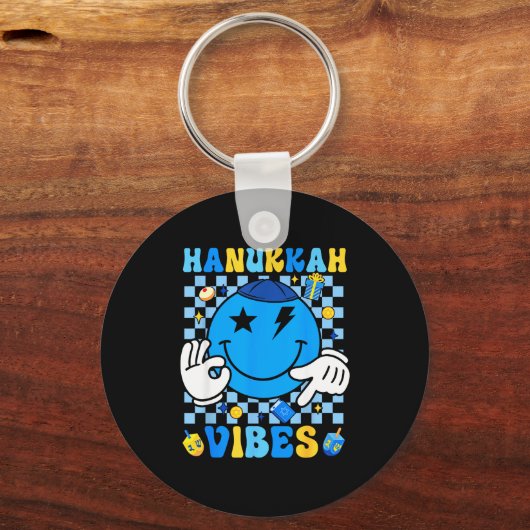 Groovy Hanukkah Vibes Chanukah Pajama Happy Hanukk Sleutelhanger (Voorkant)