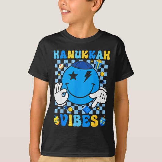 Groovy Hanukkah Vibes Chanukah Pajama Happy Hanukk T-shirt (Voorkant)
