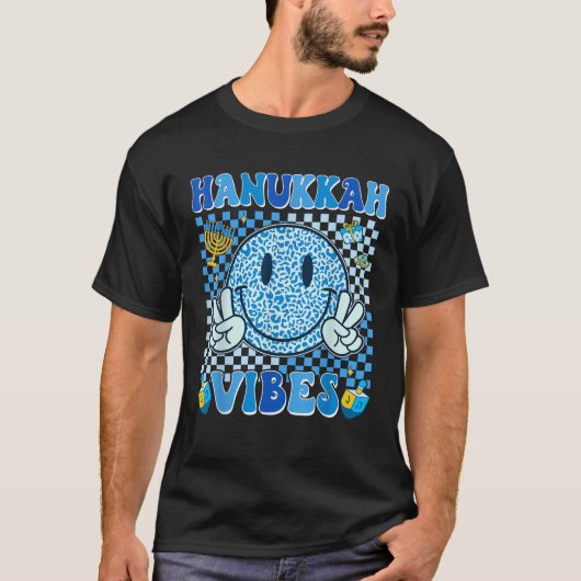 Groovy Hanukkah Vibes Chanukah Pajama Happy Hanukk T-shirt (Voorkant)