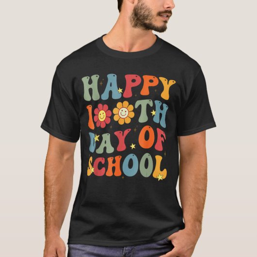 Groovy Happy 100th Day Of School Cute Students Kid T-shirt (Voorkant)
