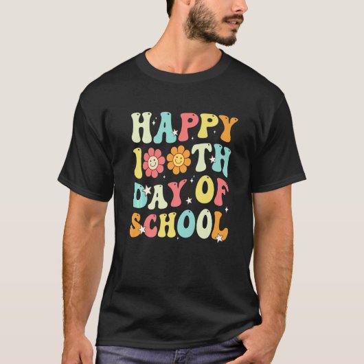 Groovy Happy 100th Day of School Cute Students Kin T-shirt (Voorkant)