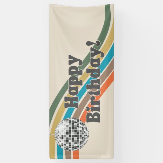 Groovy Happy Birthday Banner (Verticaal)