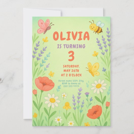 Groovy Happy Birthday Party voor meisjes Kaart (Voorkant)