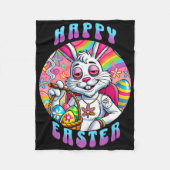Groovy Happy Easter Bunny Roken Wiet Grappig Fleece Deken (Voorkant)